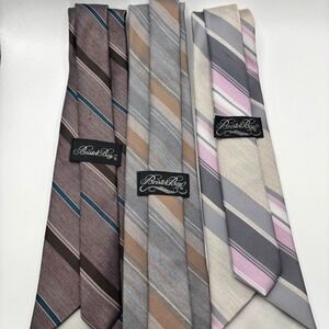 Bristol Bay Mens Necktie Bundle 3 Pack Striped Mauve Tan Pink Grey Ties 3 Inch